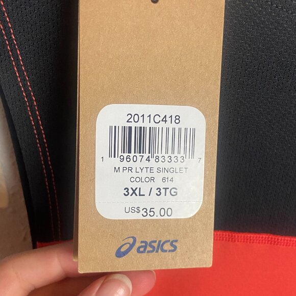 Asics Men's Size 3x PR Lyte Singlet Tank Top Red Black Activewear Workout Gym - Picture 7 of 8